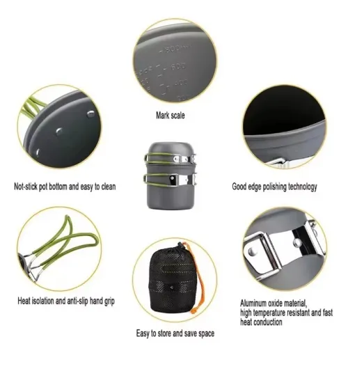 Kit Popote de Camping Ultraléger - 1 Personne, Aluminium Anodisé (Casserole + Bol)