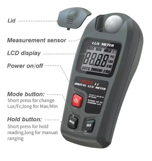 Luxmètre Numérique Portable LCD 0 À 200 000 Lux