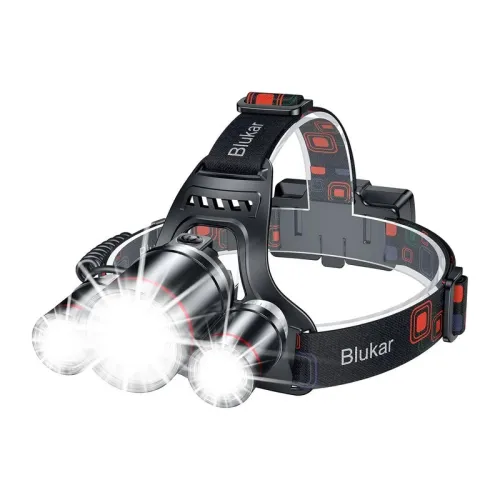 Blukar - Lampe Frontale Rechargeable Ultra-Lumineuse 3 Lumières, 5 Modes, Zoomable