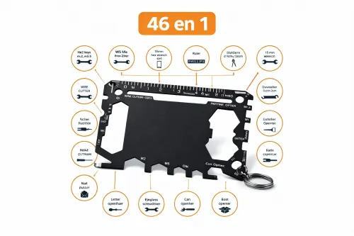 Outil Multifonction 46 En 1, Format Carte De Crédit, Accessoires De Survie Pour Camping, Equipement Polyvalent