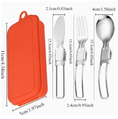 Set de couteau et fourchette pliants En Acier Inoxydable Pour Camping