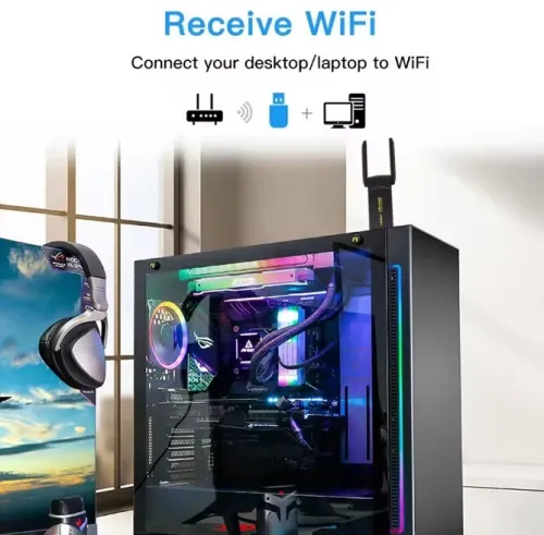 Adaptateur Antenne Recepteur USB WiFi 6, 1800 Mbps, Double Bande 2,4 GHz/5 GHz