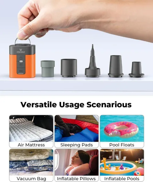 Mini Pompe Gonfleur ETENWOLF - 3-en-1 Gonflage, Éclairage & Powerbank - Ultracompacte & Puissante