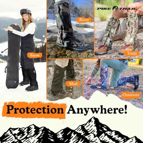 Pike Trail - Guêtres de Randonnée Étanches PREMIUM - Protection Totale Pluie, Neige, Boue & Débris