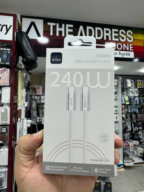 Câble Wiwu Essen Modèle Wi-C101USB-C to USB-C 240 W 1,5 m