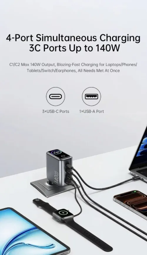 Chargeur combiné WiWU Voyager 140W PD/QC GaN CHG200