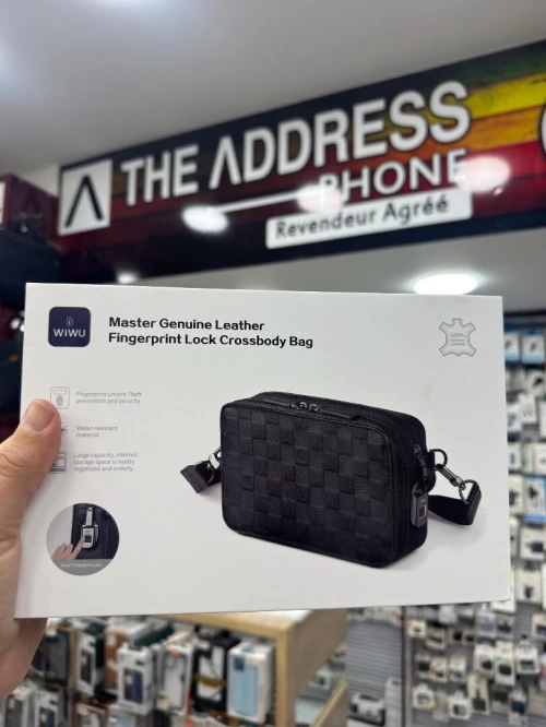Sac à main WIWU avec bandoulière en cuir avec verrouillage à empreinte digitale