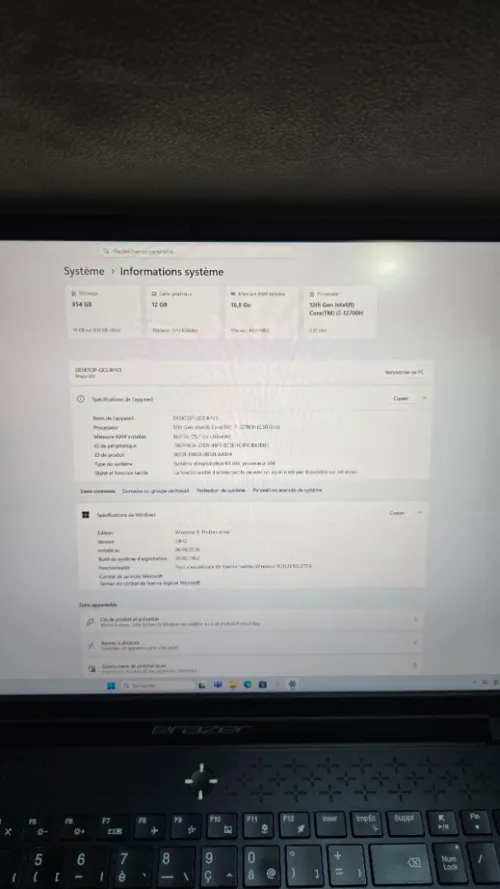 Erazer major x10 i7 12700h intel arc 730m 12gbvram 16gb ddr5 1tb ssd ecran 2k ips 166hz