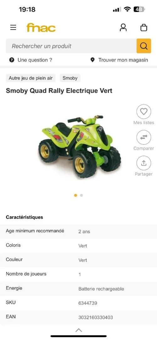 Voiture quad électrique pour enfants 