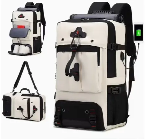 Sac à dos ENOSHI 50L USB  مثالي للسفر باقي غير زوج  Blanc B noir et  Gris