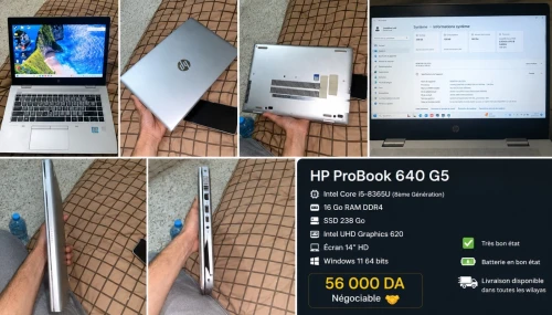 HP ProBook 640 G5  Intel Core i5-8365U  16 Go RAM SSD 238 Go Windows 11 Excellent État