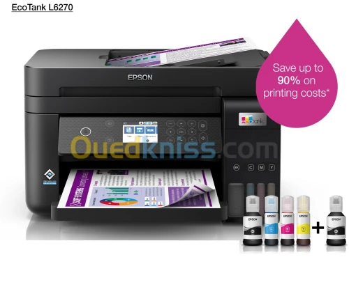 Imprimante Epson EcoTank L6270 multifonction/couleur/encre/Wifi et USB/recto verso/ADF/Écran LCD