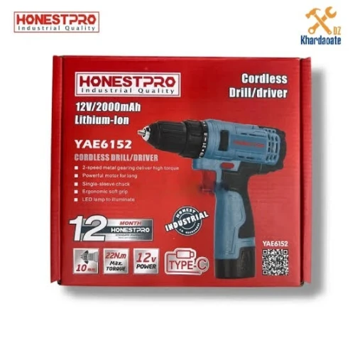 Perceuse Visseuse Sans Fil 12V HonestPro YAE6152 Batterie 2000mAh 22Nm Charge Type-C Garantie 1 An