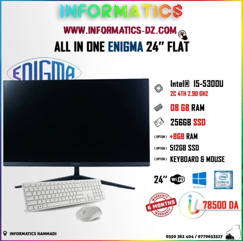 All In One ENIGMA 24 FLAT / I5 PROCESSEUR / 8GB RAM / 256GB SSD - AVEC/SANS CLAVIER & SOURIS
