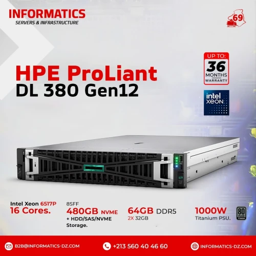 HPE ProLiant DL380 Gen12 6517P 3.2GHz 16-Core 64GB RAM 8SFF MR408i-o NS204i-u v2 1000W