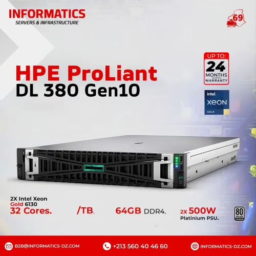 HPE DL380 Gen10 8SFF 2x Intel Xeon Gold 6130 30C/64Th Up to 3.70GHz 64GB RAM P408i  +10Gb 2-Port + 2x 500w