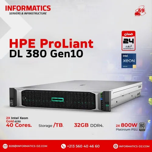 HP Proliant DL360 G10 2X Intel Xeon Gold 6230 40C/80Th 32GB RAM -P408Ii- -DISQUE AU CONFIG- / 2X 800W