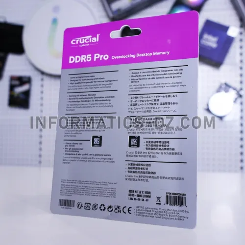 Crucial Pro 6000MHz 32GB (2x16GB) Overclocking DDR5 Memory Kit