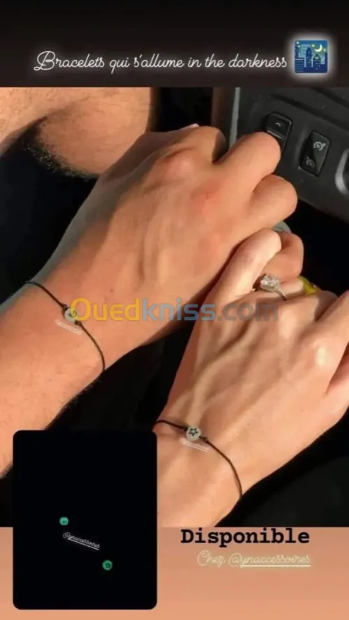 Bracelets duo couple lune et étoile lumineux 