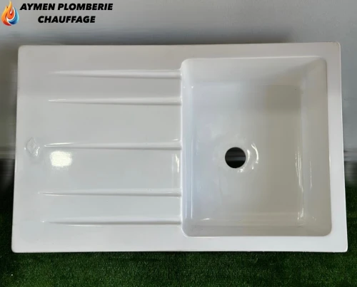 EVIER CUISINE RÉSINE 1 BAC AVEC TABLE 75/48 (42/34) BILBOA BLANC
