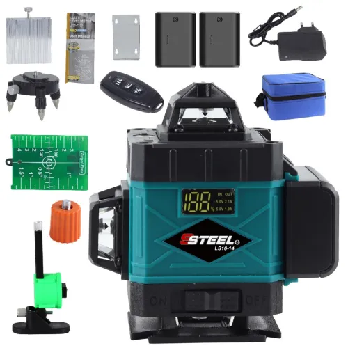 NIVEAU LASER PORTABLE 16 LIGNES 4D AVEC 2 BATTERIES, NIVELLEMENT AUTOMATIQUE Ssteel Algérie 