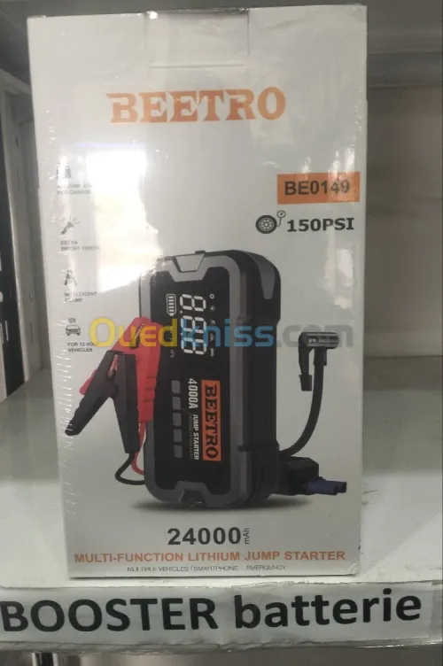 Booster batterie 4 in1 4000A, compresseur 10 Bar, Power Bank 24000 mAh et lamp torche 3 positions av