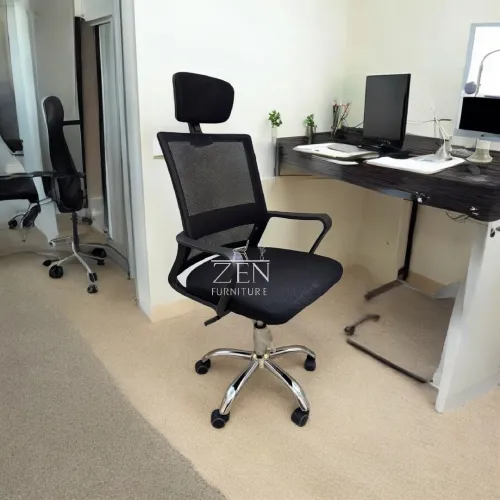 Chaise de bureau filet avec repose tête 