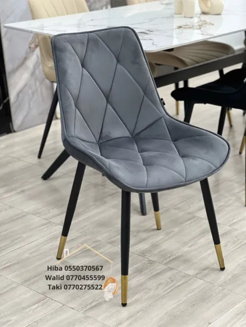 chaise en lin / cuir/ paollo et velours