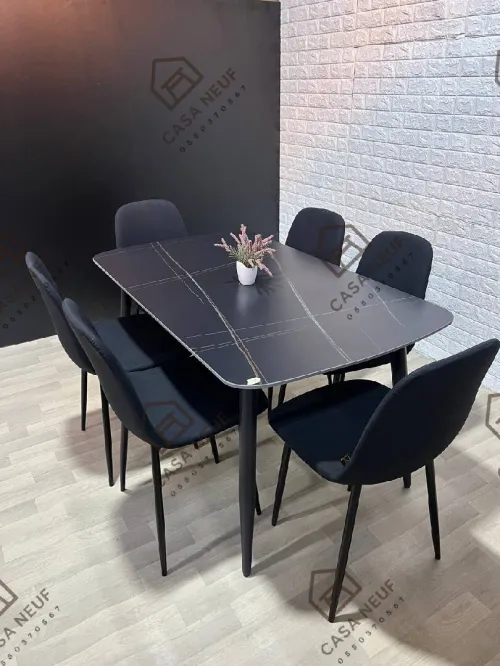 TABLE MARBRÉ AVEC 6 CHAISES POUR CUISINE