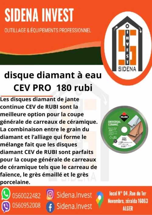 disque diamanté à Eau CEV PRO 180 RUBI
