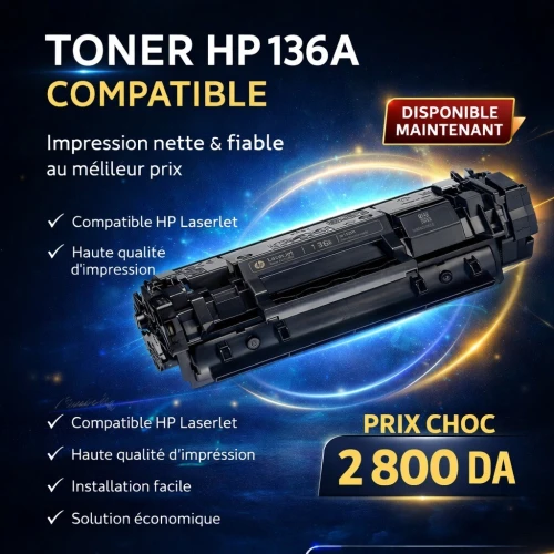 TONER COMPATIBLE C-136A (W1360A) AVEC PUCE
