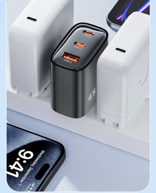Chargeur 45W GAN 3 ports USB Type C - Type A (avec Cable 100W)