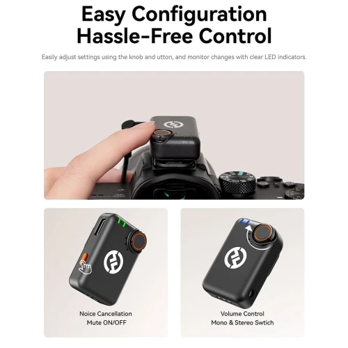  Microphone cravate sans fil Hollyland Lark M2S Combo récepteur caméra + récepteur USB-C + câble Li