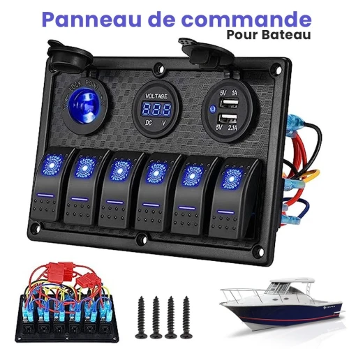 Panneau de commande 12 V pour Bateau avec Affichage de Voltage  لوحة تحكم
