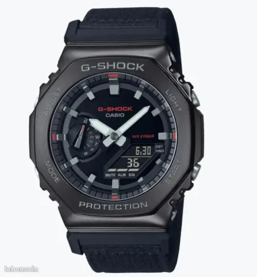 Montre homme casio g shock metal original gm2100cb-er double bracelet orange et noir 
