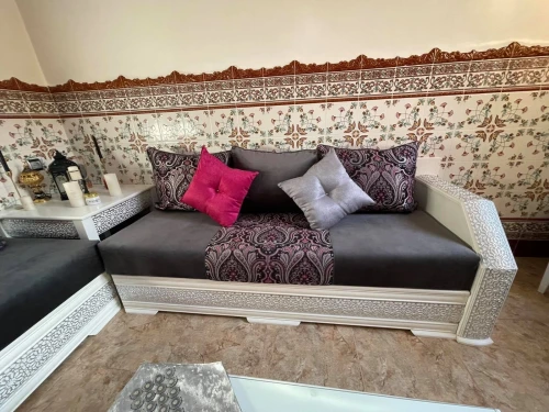Salon Marocain Luxe En Bois Rouge Originale