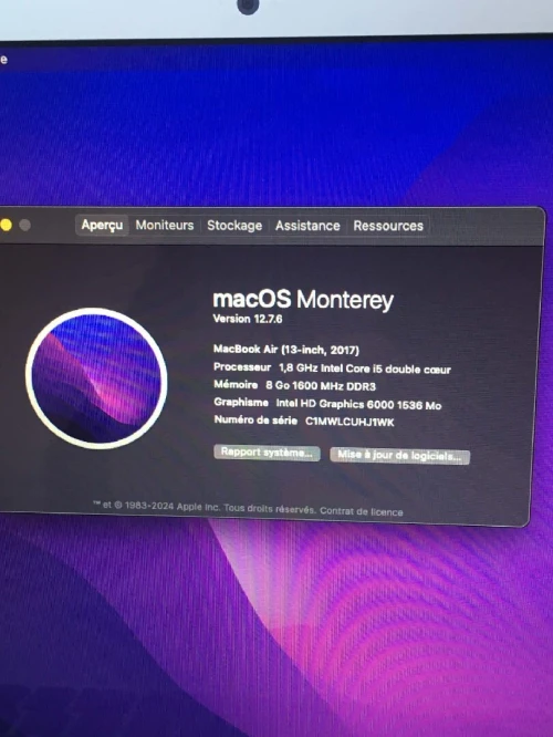 Macbook Air 2017 i5 8gb 256ssd