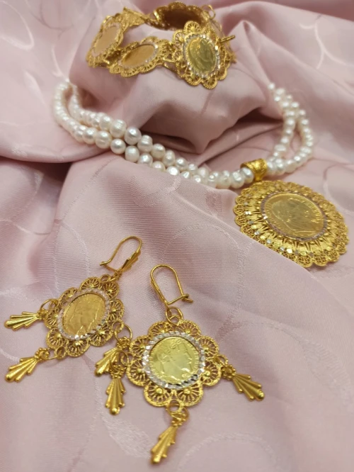 .. parure en argent rincé à l'or 925طاقم من فضة 925 مشللة بالذهب 