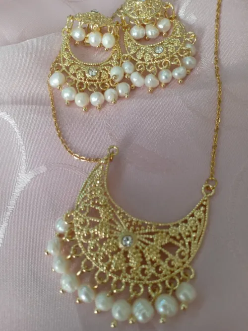 Parure en perles de culture et plaqué or XD garantie.طاقم من الجوهر الحر والبلاكيور 