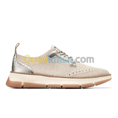 Zerogrand Revel Stitchlite Oxfords Rye And Ivory Knit Gold Metallic Ivory