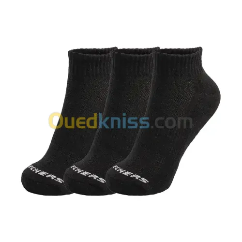 3Pk Unisex 1/2 Terry Qtr Crew Black