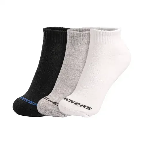 3Pk Unisex 1/2 Terry Qtr Crew White / Blue