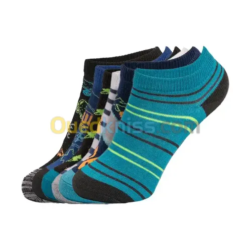 6Pk Boys Non Terry Low Cut Blue Combo