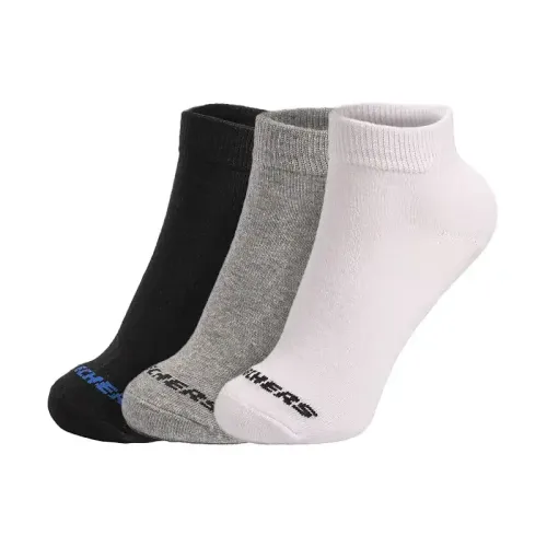 3Pk Unisex Non Terry Qtr Crew – Flat Knit White / Blue
