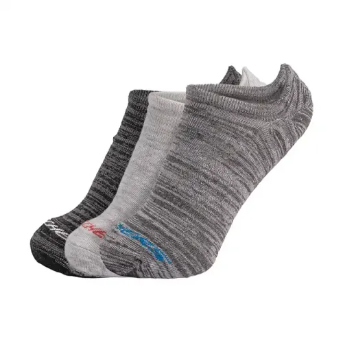 3Pk Mens Non Terry No Show Grey / Multi
