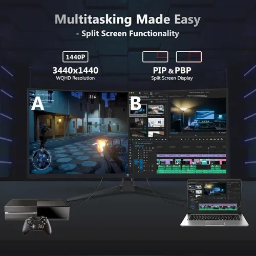 Z-Edge 34" Curved Gaming Monitor, WQHD 1440P 165Hz 144Hz PC Monitor, MPRT 1ms, 21:9 Aspect Ratio, 1500R, 16.7M Colors, 3000:1 Contrast, UG34 Frameless Bezel, 2X DP 1.4 Ports and 2X HDMI 2.0 Port