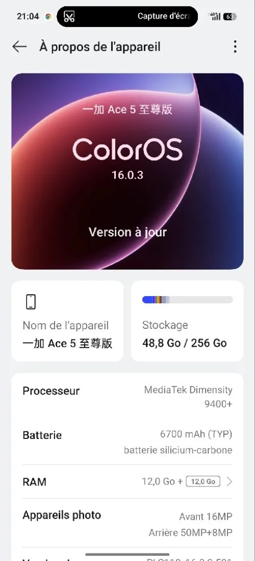 One plus Ace5 pro PLC110