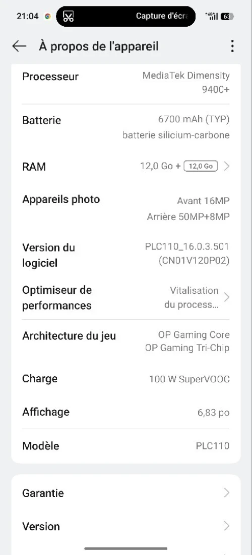 One plus Ace5 pro PLC110
