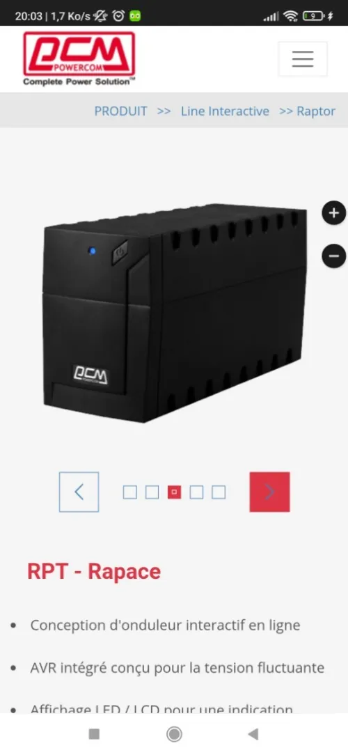 Onduleur Powercom 600VA/ 360W