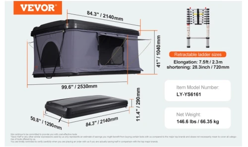 Tente de toit SUV - capacité 2-3 personnes - ultra résistante
